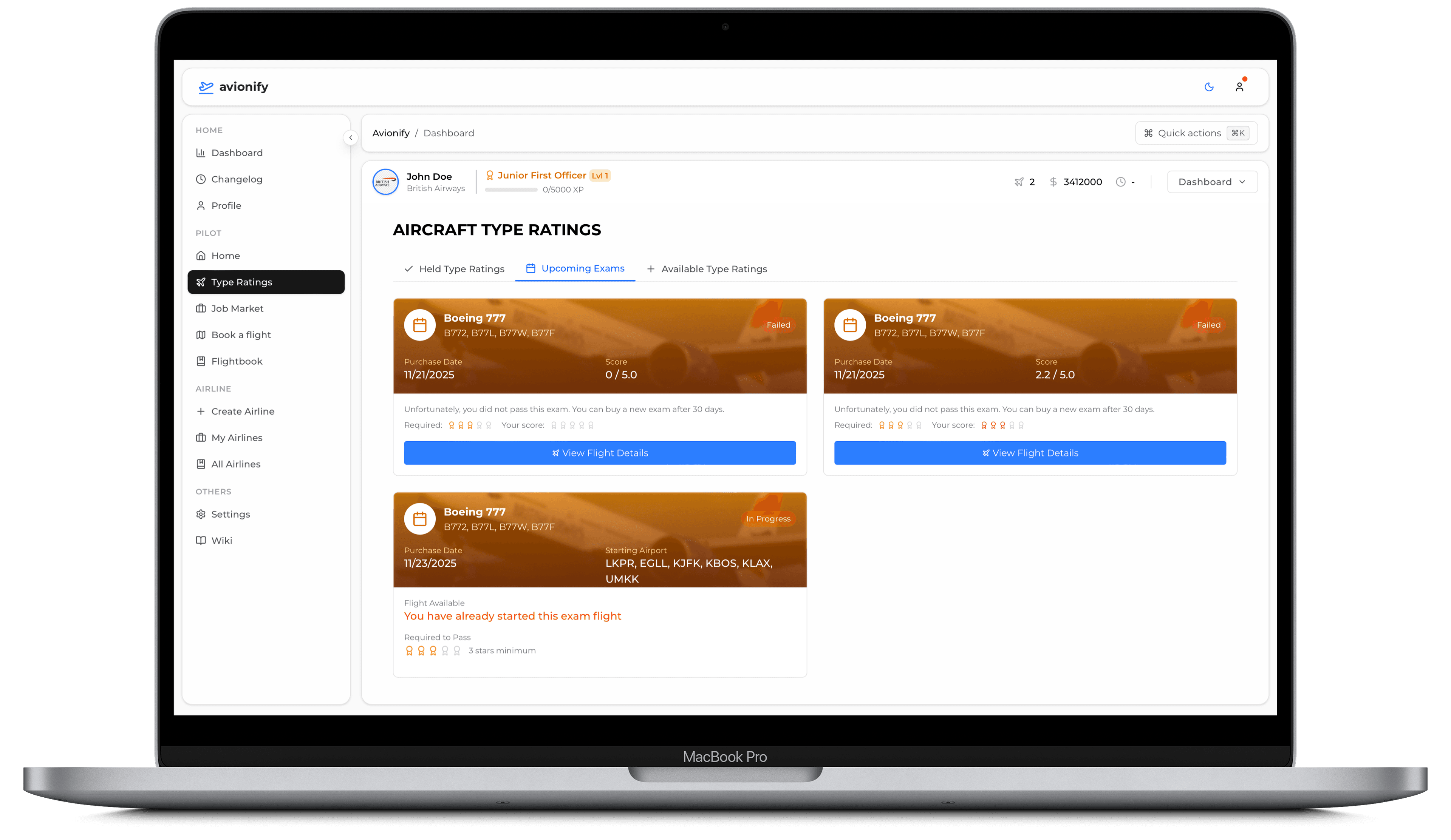 Avionify Type Ratings - Aircraft certification and qualification management